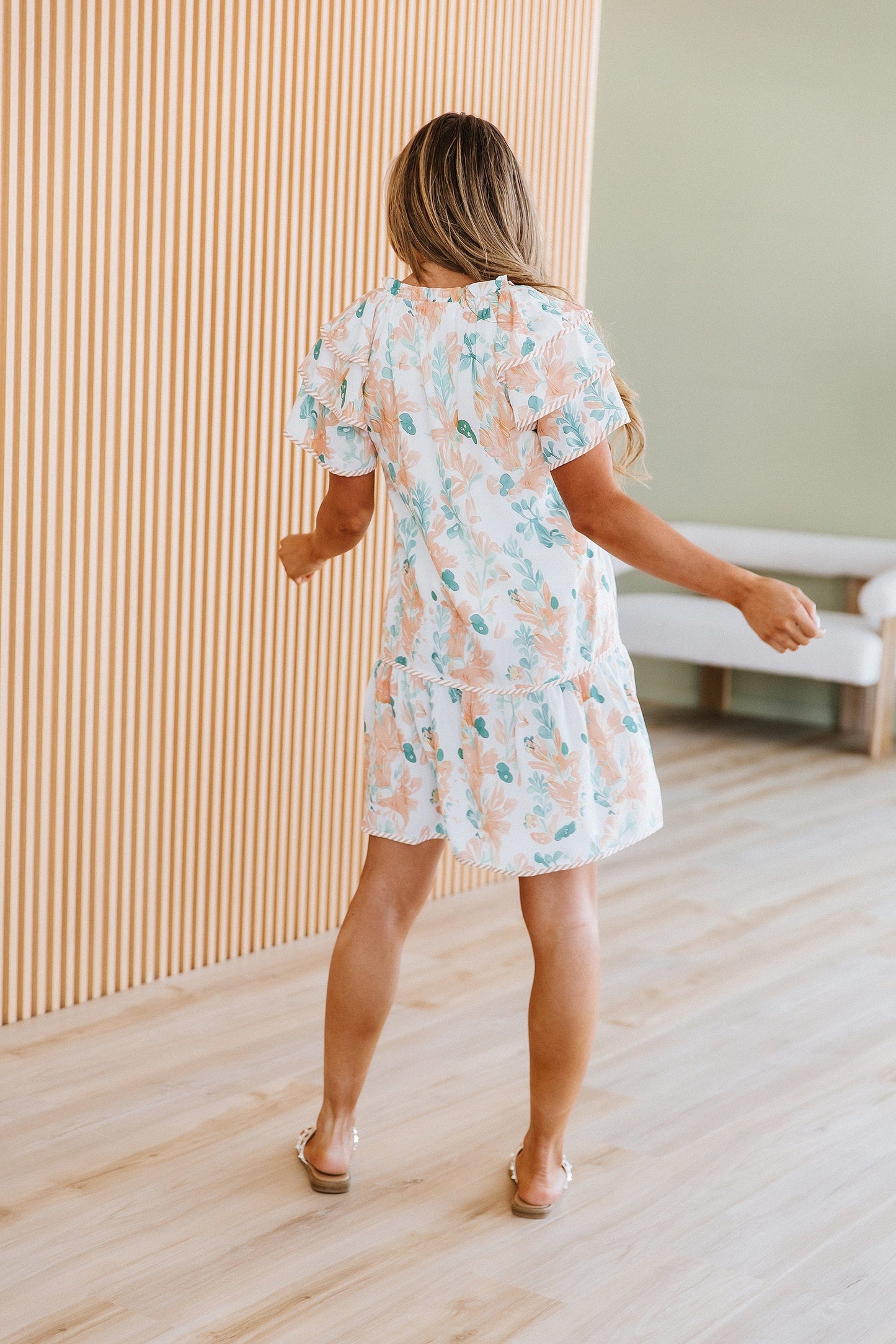 SALE - Calista Floral Ruffle Sleeve Mini Dress