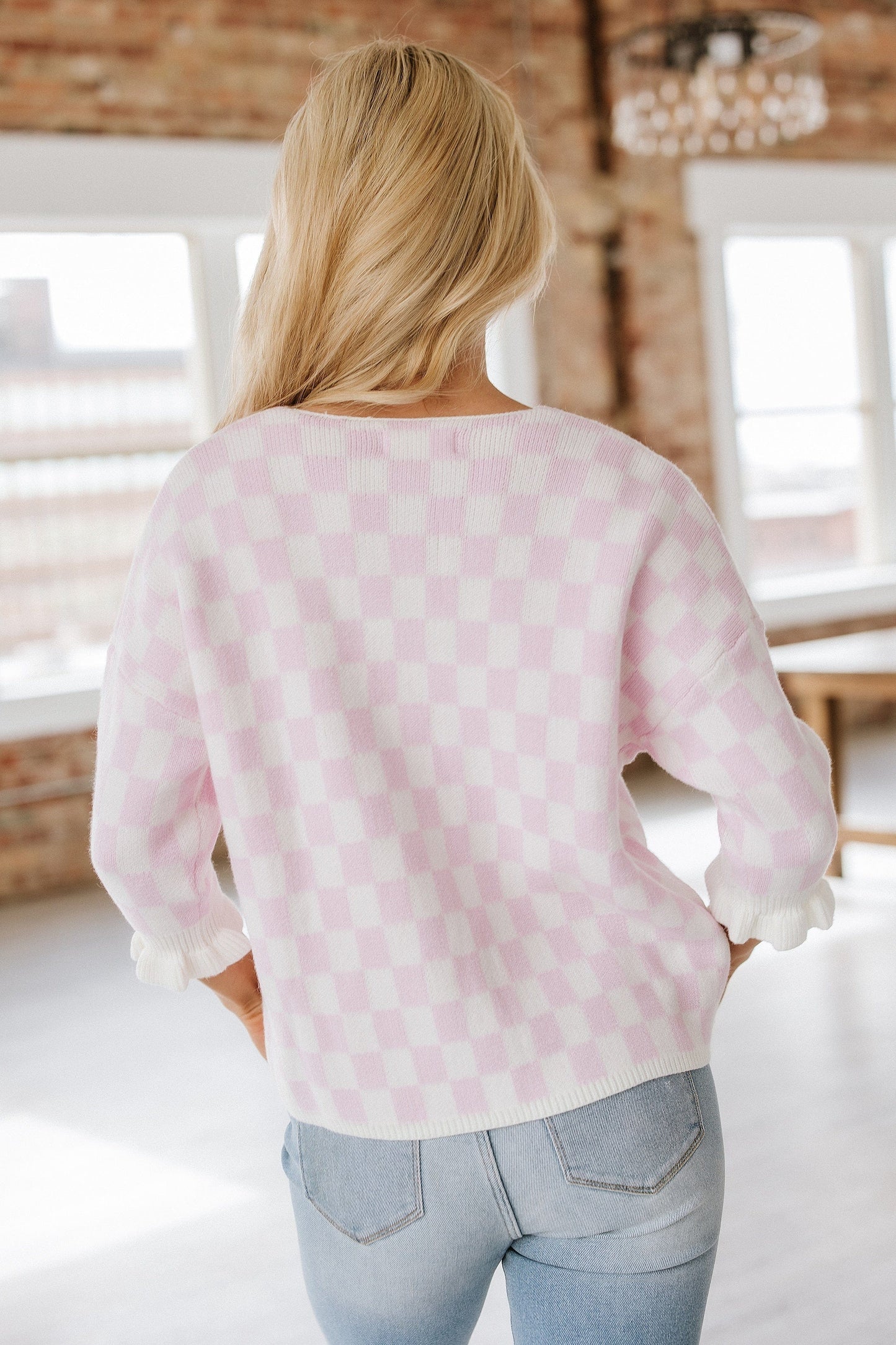Cambree Checkered Knit Cardigan