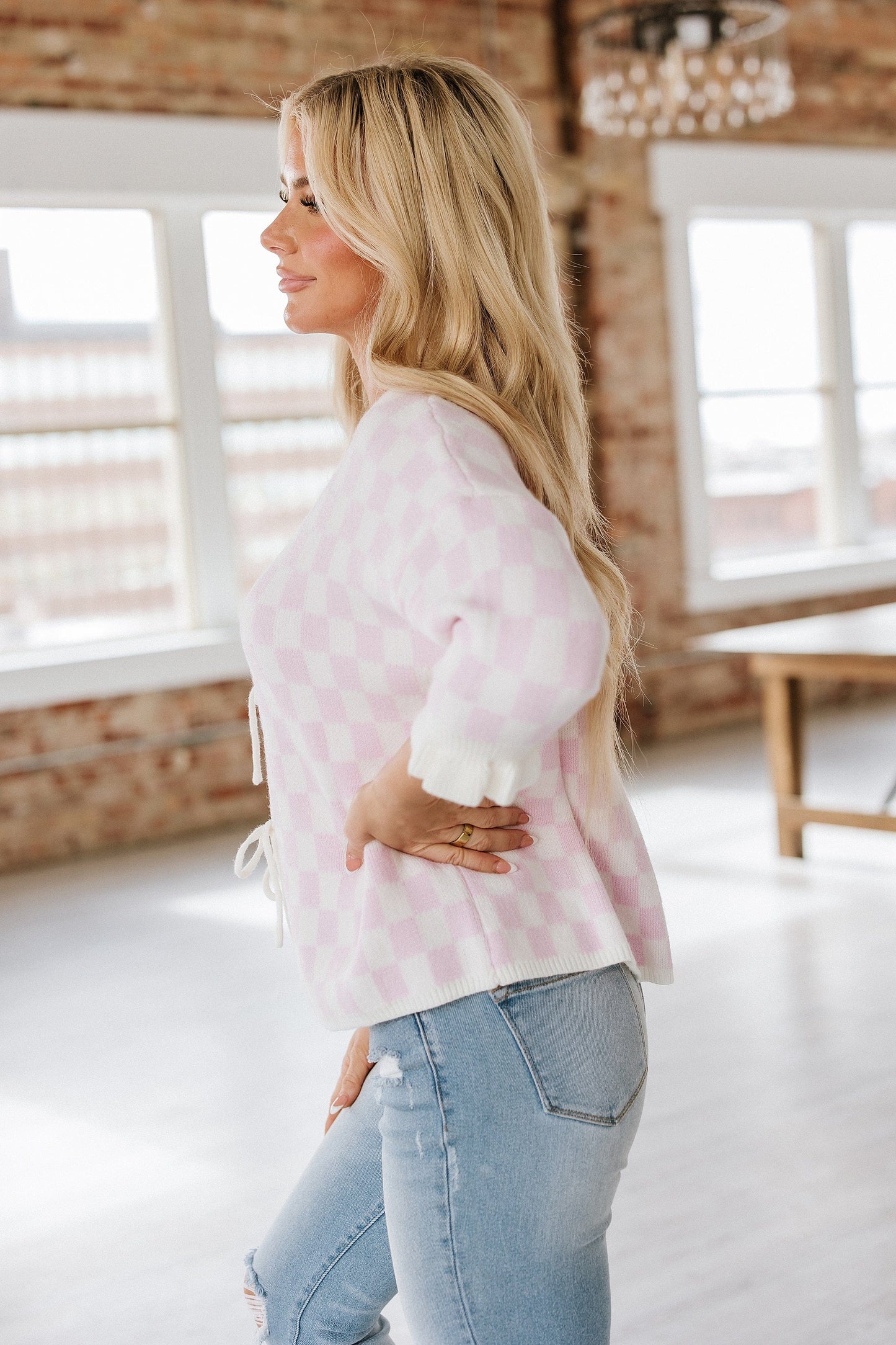 Cambree Checkered Knit Cardigan