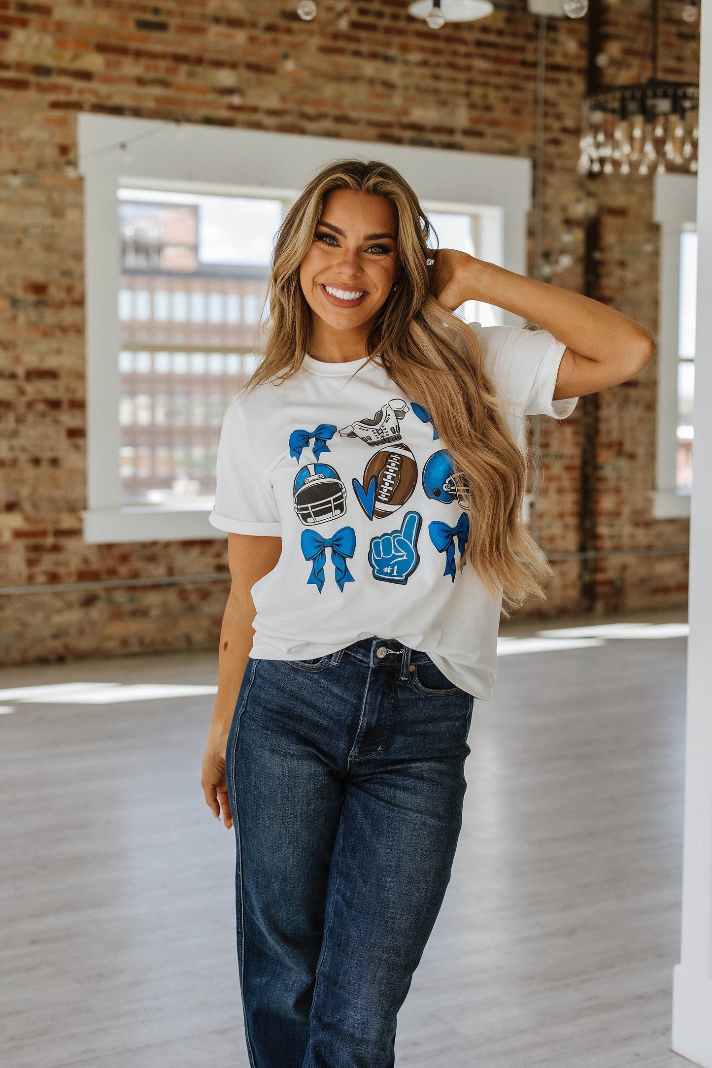 Cheer Helmet & Bow Graphic Tee