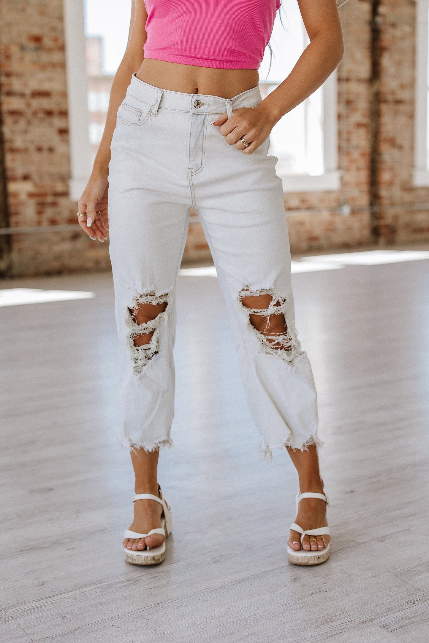 SALE - Phoebe Ripped Straight Jeans