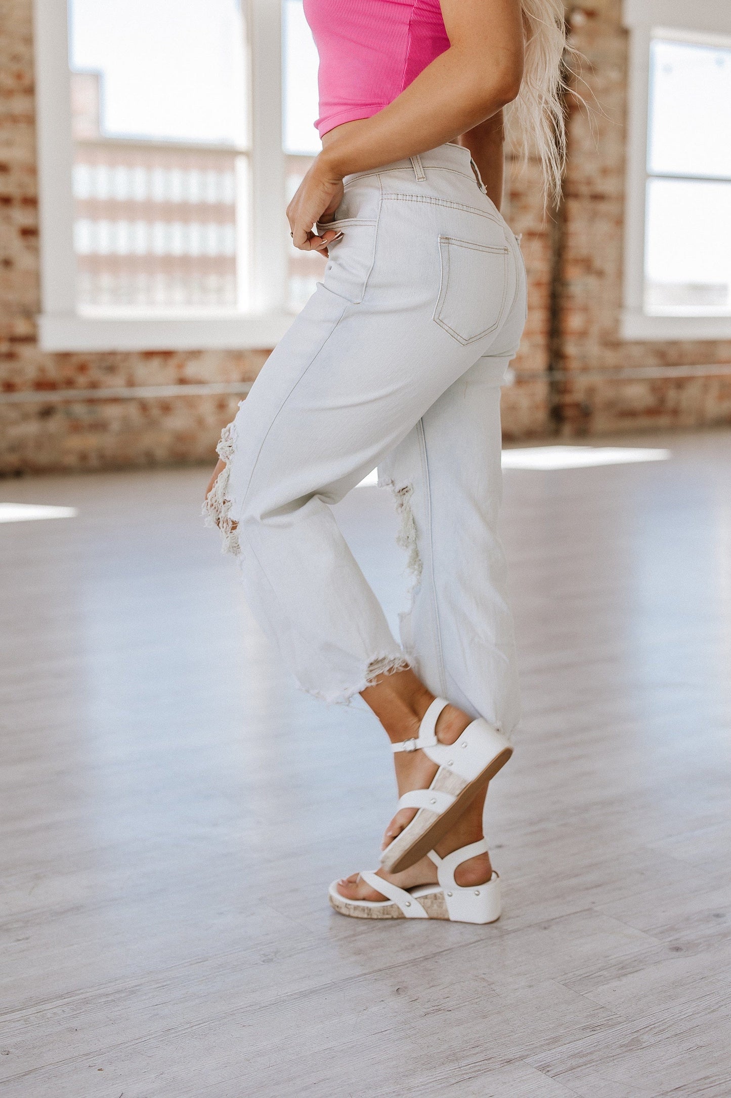 SALE - Phoebe Ripped Straight Jeans