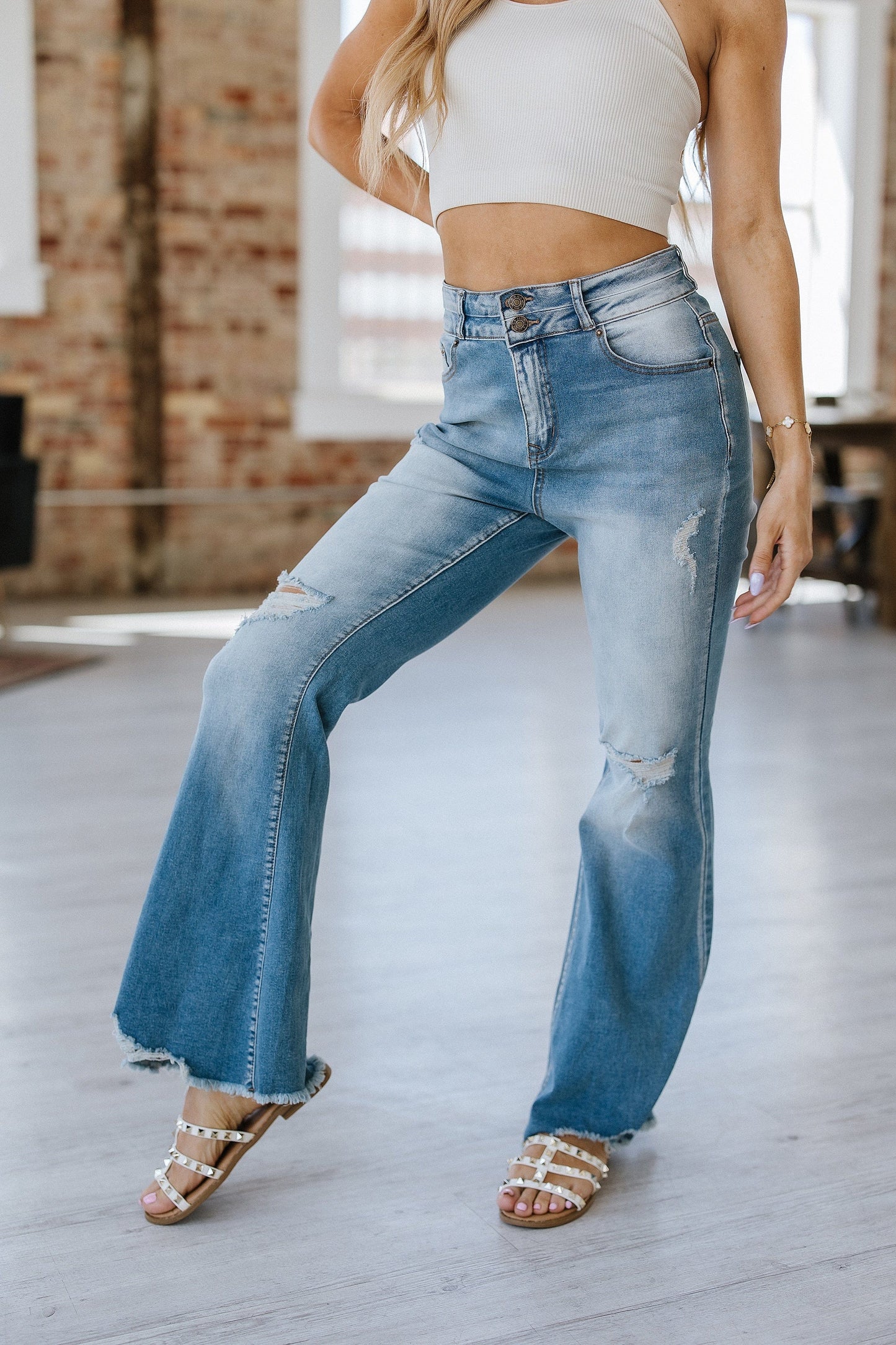 SALE - Ayah Light Wash Flare Jeans