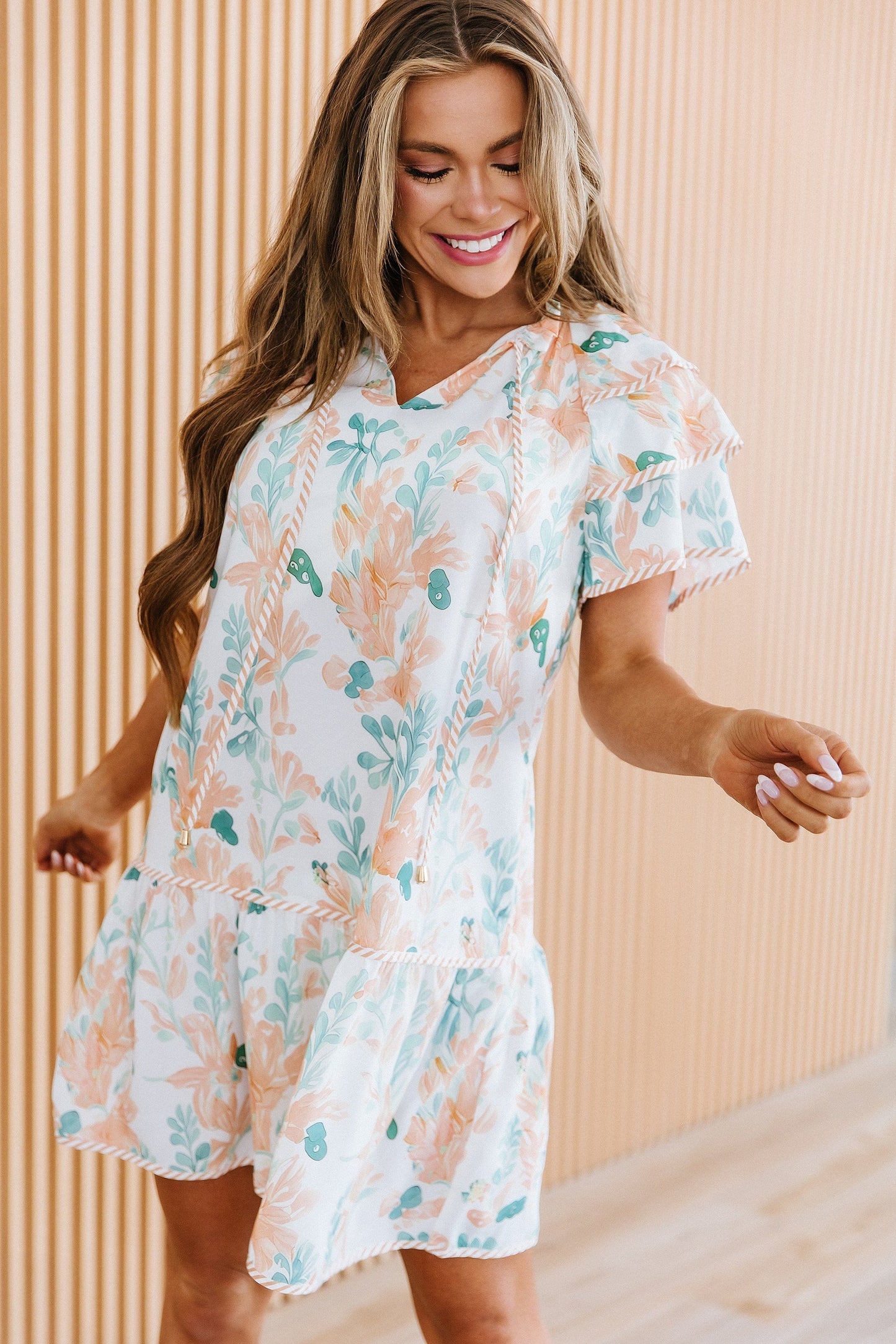 SALE - Calista Floral Ruffle Sleeve Mini Dress