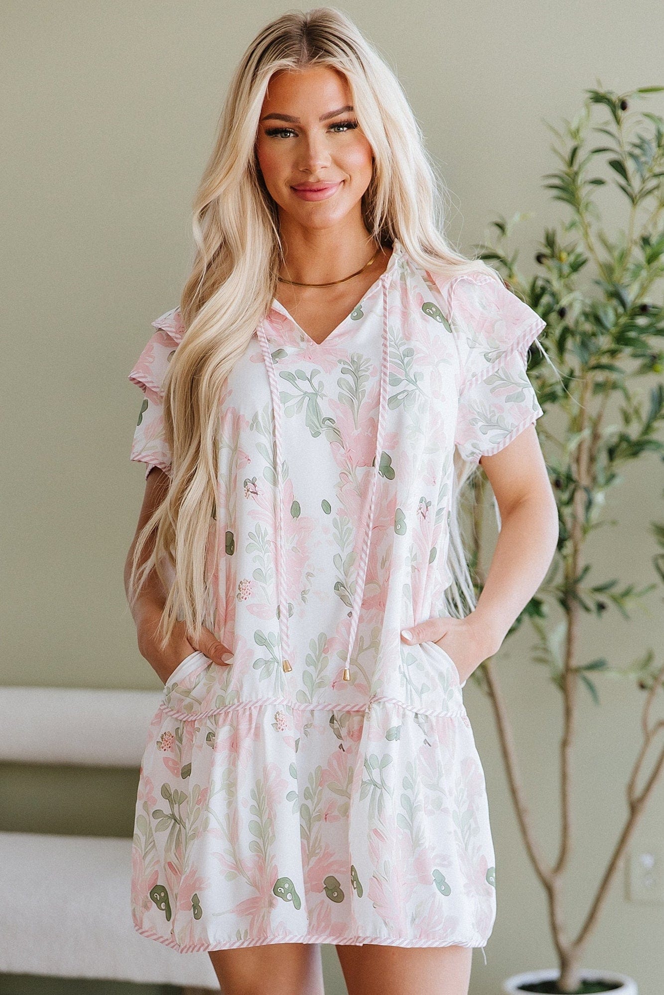 SALE - Calista Floral Ruffle Sleeve Mini Dress