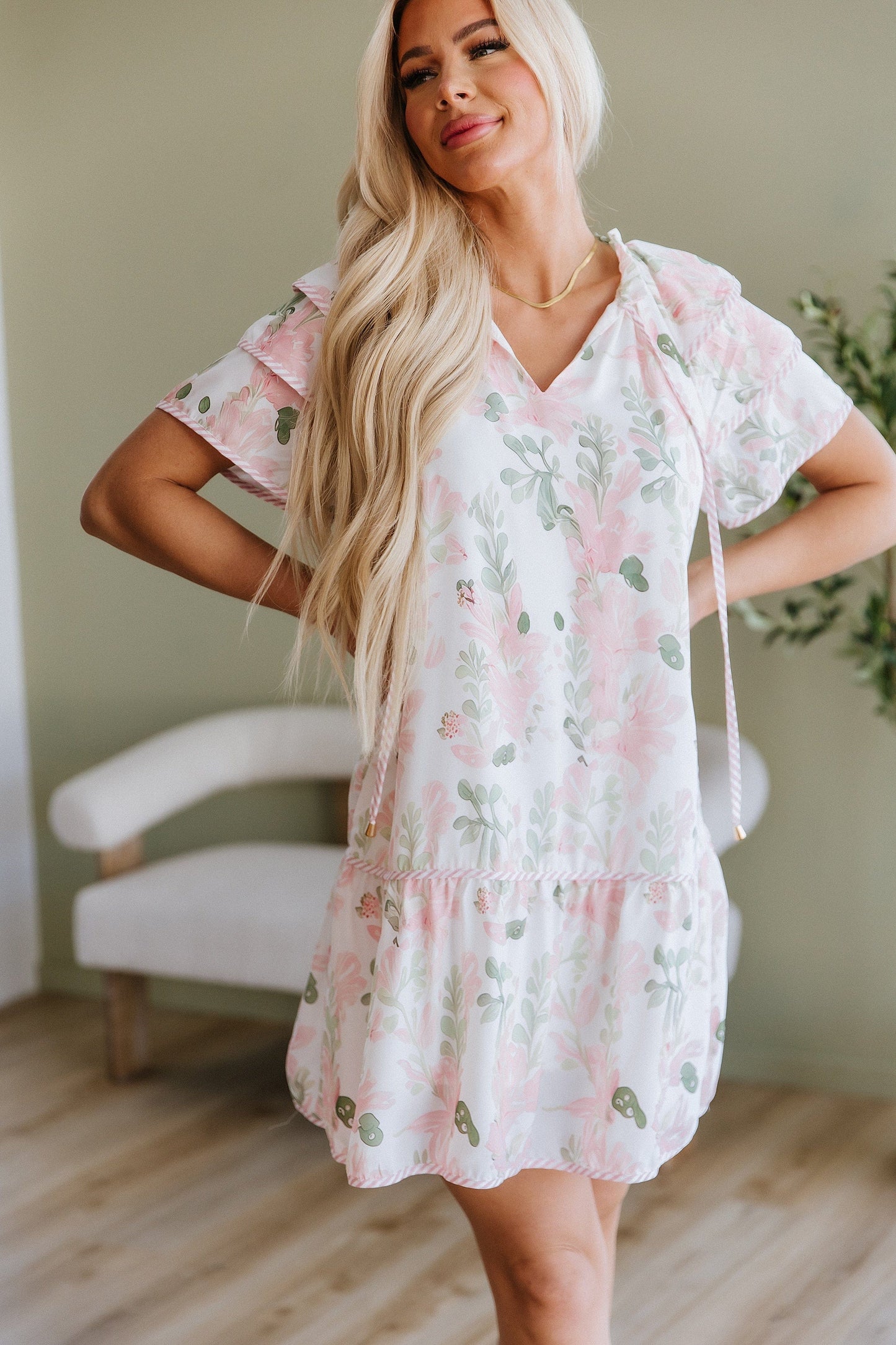 SALE - Calista Floral Ruffle Sleeve Mini Dress