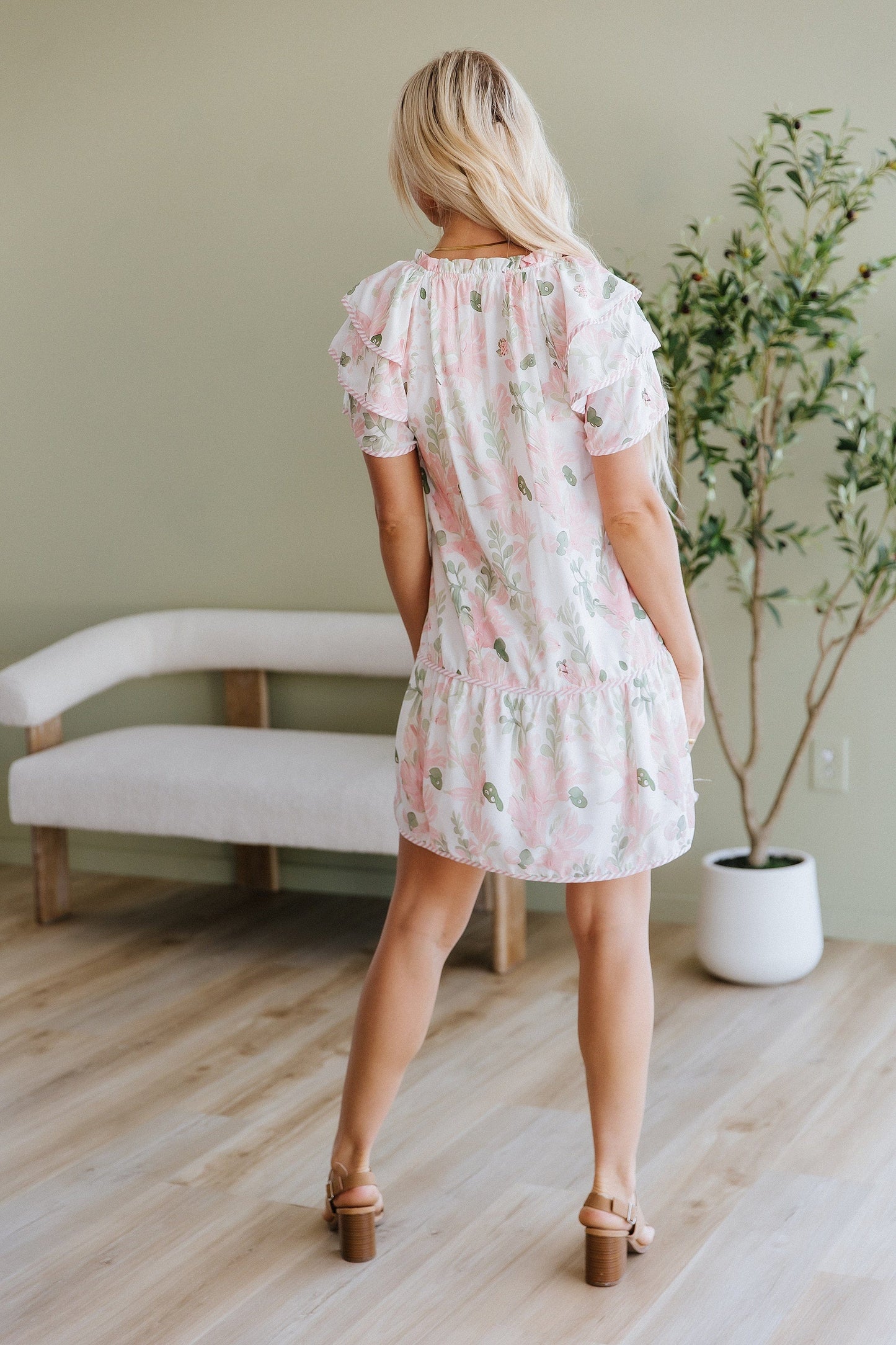 SALE - Calista Floral Ruffle Sleeve Mini Dress