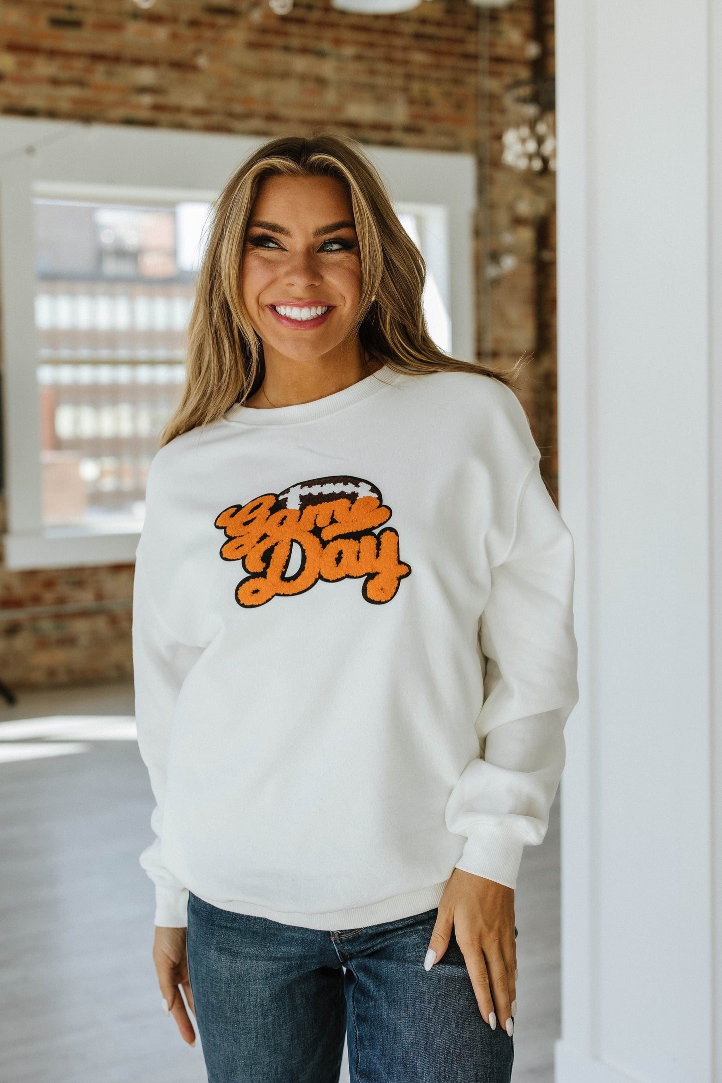 Orange Cursive Game Day Sweatshirt