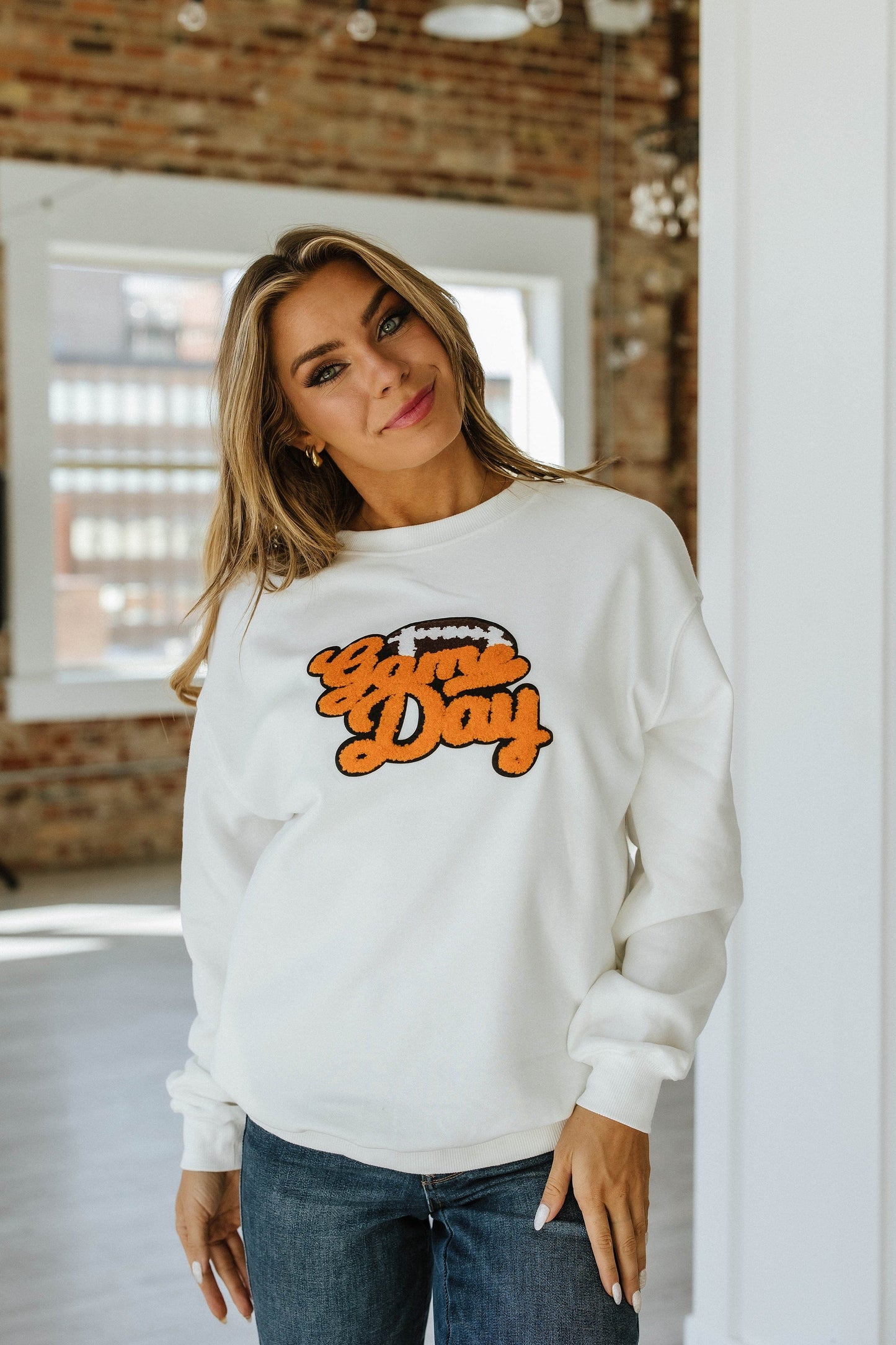 Orange Cursive Game Day Sweatshirt