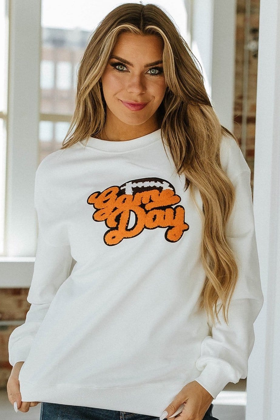 Orange Cursive Game Day Sweatshirt