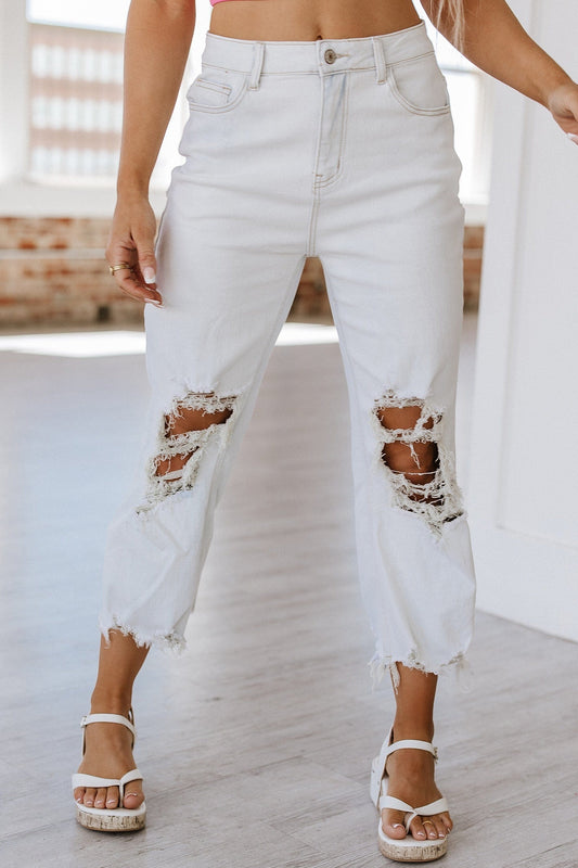 SALE - Phoebe Ripped Straight Jeans