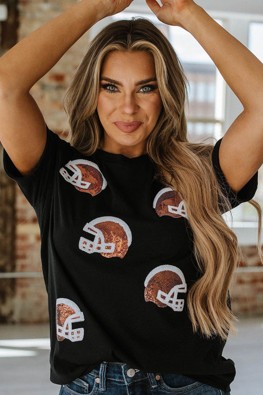 Sequin Helmet Graphic Tee | DROPSHIP